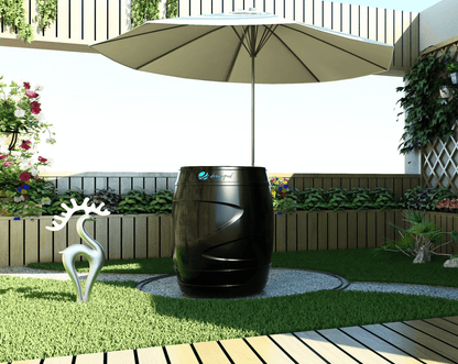 Cold Plunge Barrel with Chiller - Image in a Garden Setting