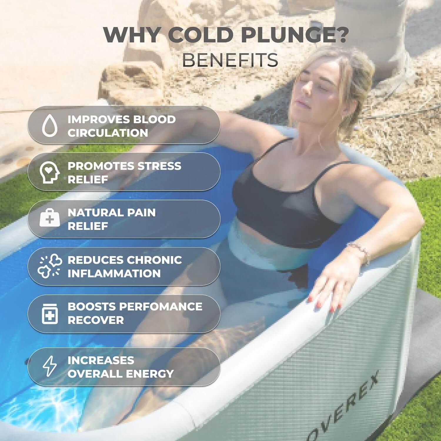 Recoverex Cold Plunge Bath with Chiller & Accessories - Cold Plunge Benefits