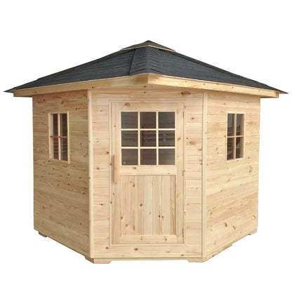 Thermowood Wet Dry Outdoor Sauna with Asphalt Roof - 6 kW UL Certified Heater - 5 Person