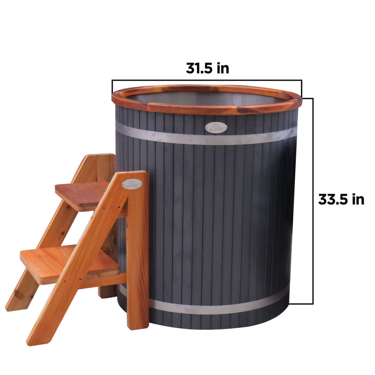 Wooden Ice Bath Cold Plunge Tub - Dimensions Image